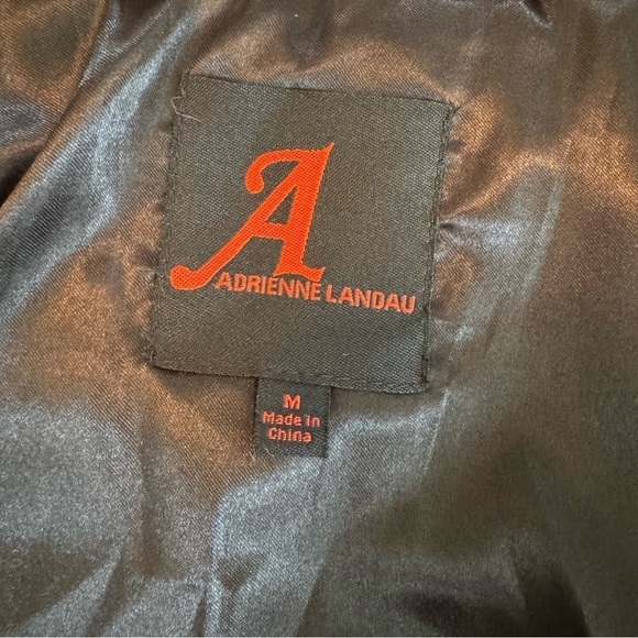 Adrienne Landau Leopard Faux Fur Long Hooded Vest w/ Quilted Leather Sides Med - Picture 7 of 14